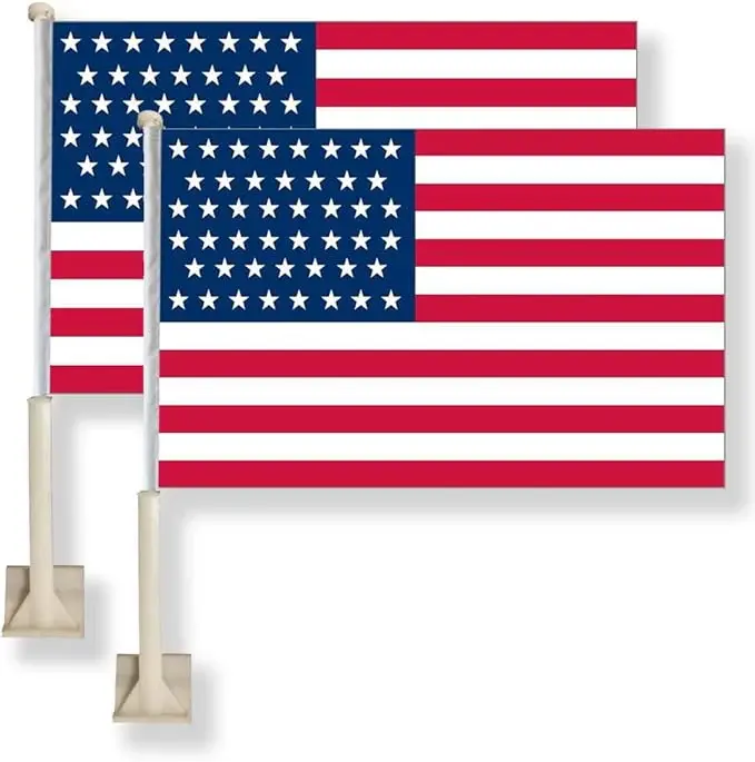 STAREDY Synthetic Automotive Decoration 11x16inch Car Hanging Decoration Window Flag, 28x40cm Polyester Flag with Strong Pole, Festive Display Car Accessory