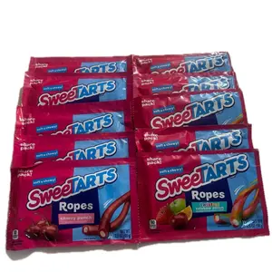 Sweet Tart Ropes Cherry Punch and Rainbow Flavors, 10 Packs of 5 Ropes Each, Soft Gummy Chewy Candies