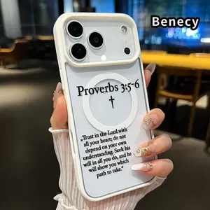 Magnetic Phone Case Supports Wireless Charging for iPhone 17 Pro Max 17 Air Excerpts From Minimalist Proverbs Pattern Anti-Yellowing Shockproof durable ultra-thin Crystal Transparent Acrylic Cover