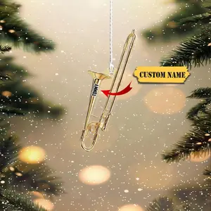 Trombone Instrument Flat Ornament for Trombone Players Musical Instrument Ornament, Woodwind Trombone Ornaments, Gift Christmas
