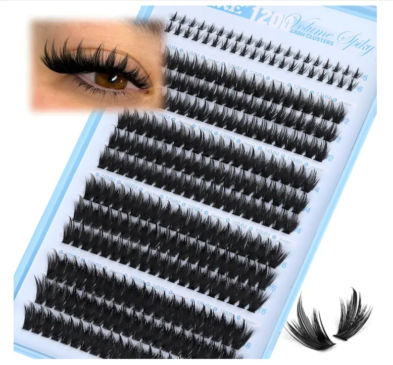 Lash Clusters Wispy 120D Manga Lash Clusters with Lash Spikes 12-18MM D Curly Long Eyelash Clusters Wispy Cluster Eyelash Extensions with Bottom Lashes Anime Individual Lashes Extensions by JIMIRE