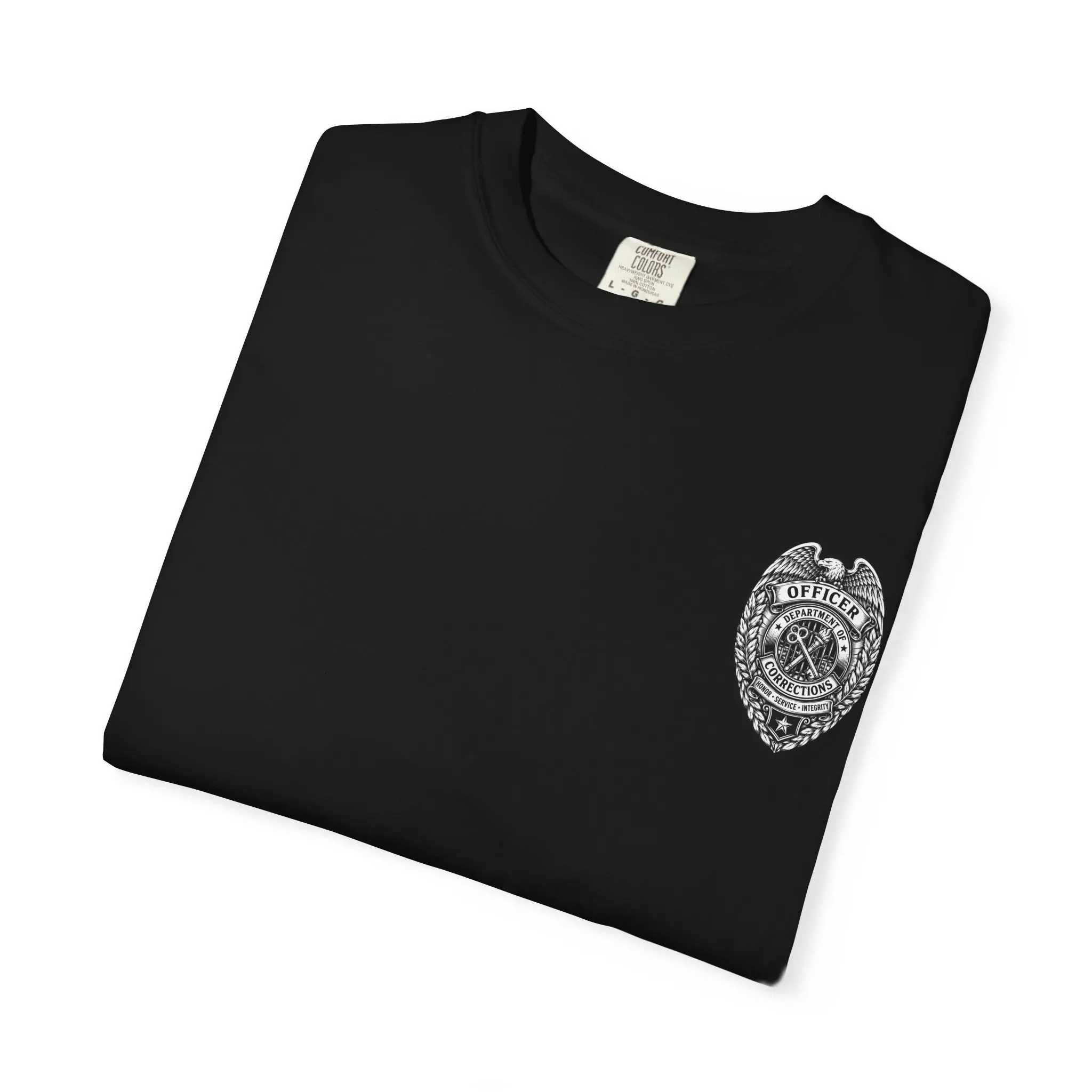 Thin Blue Line Badge T-Shirt | American Flag Back Print