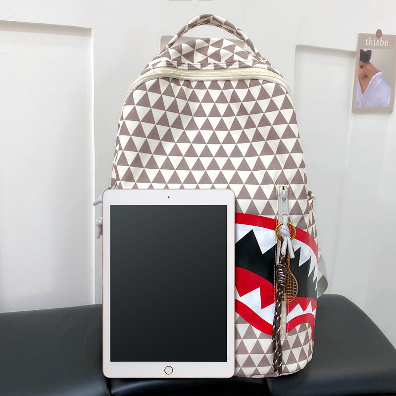 Geometric Shark Tooth Design Backpack Christmas Limited Edition Holiday Gift for Students with Adjustable Straps & Spacious Pockets Black Soft Shell Laptop Bag