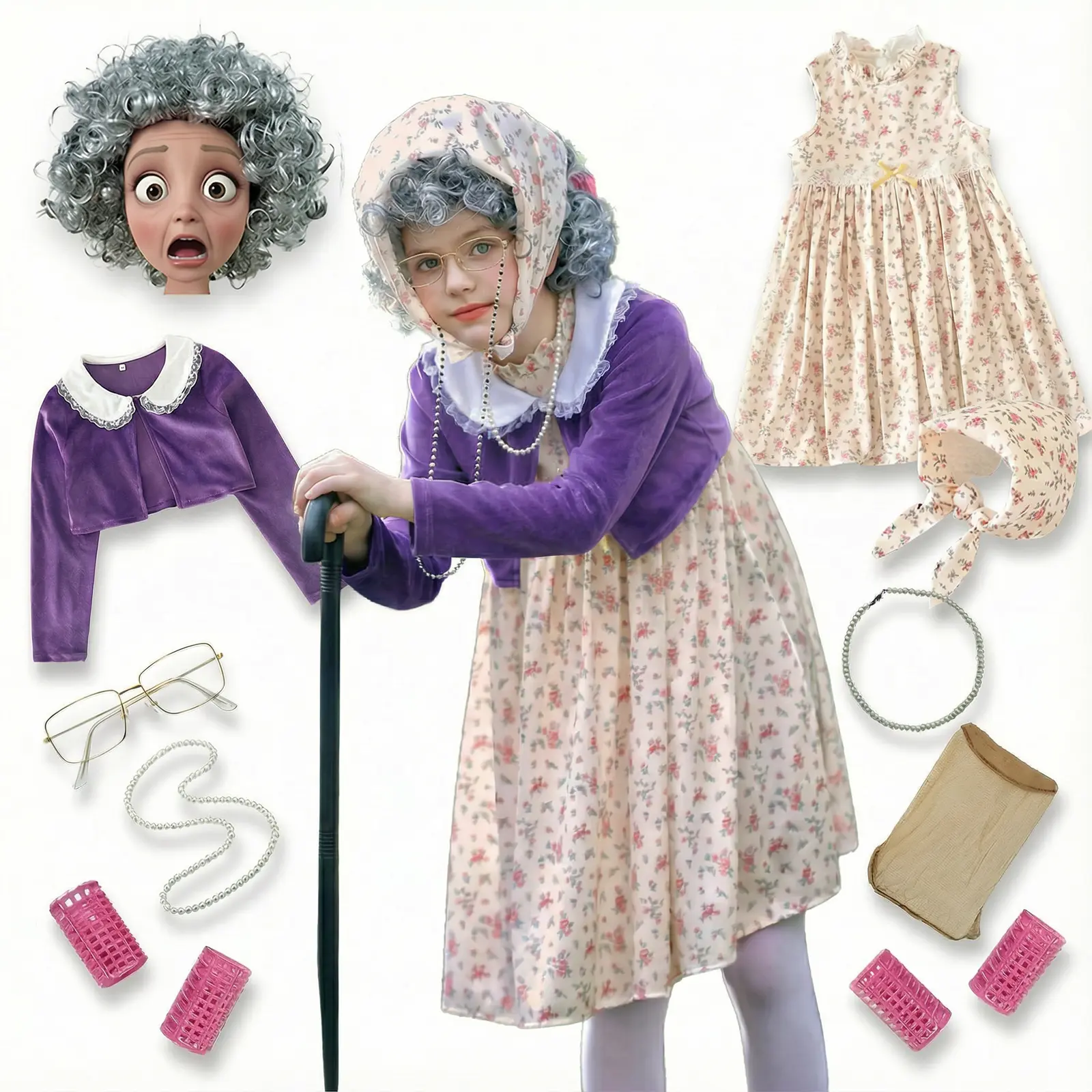 Soocosisx Girls 10-Piece Clothing Outfit for 100 Days of School, Floral Dress with Cardigan and Accessories