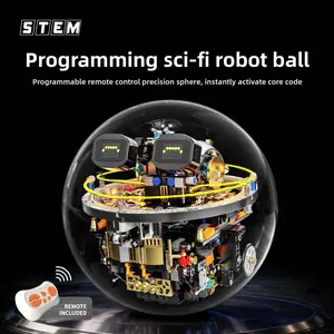 Programmable Sci-Fi Robot Ball Building Kit - STEM Coding Sphere Robot with Remote Control & LED Expressions, Transparent Dome & Detailed Mechanical Interior, Educational Build for Tech & Engineering Fans, Perfect for Interactive Play & Display