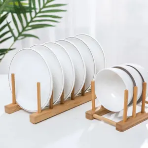 Wooden Kitchen Dish Drain Rack Dinnerware Storage Organizer Tray Plate Drying Shelf Book Cups Display Stand