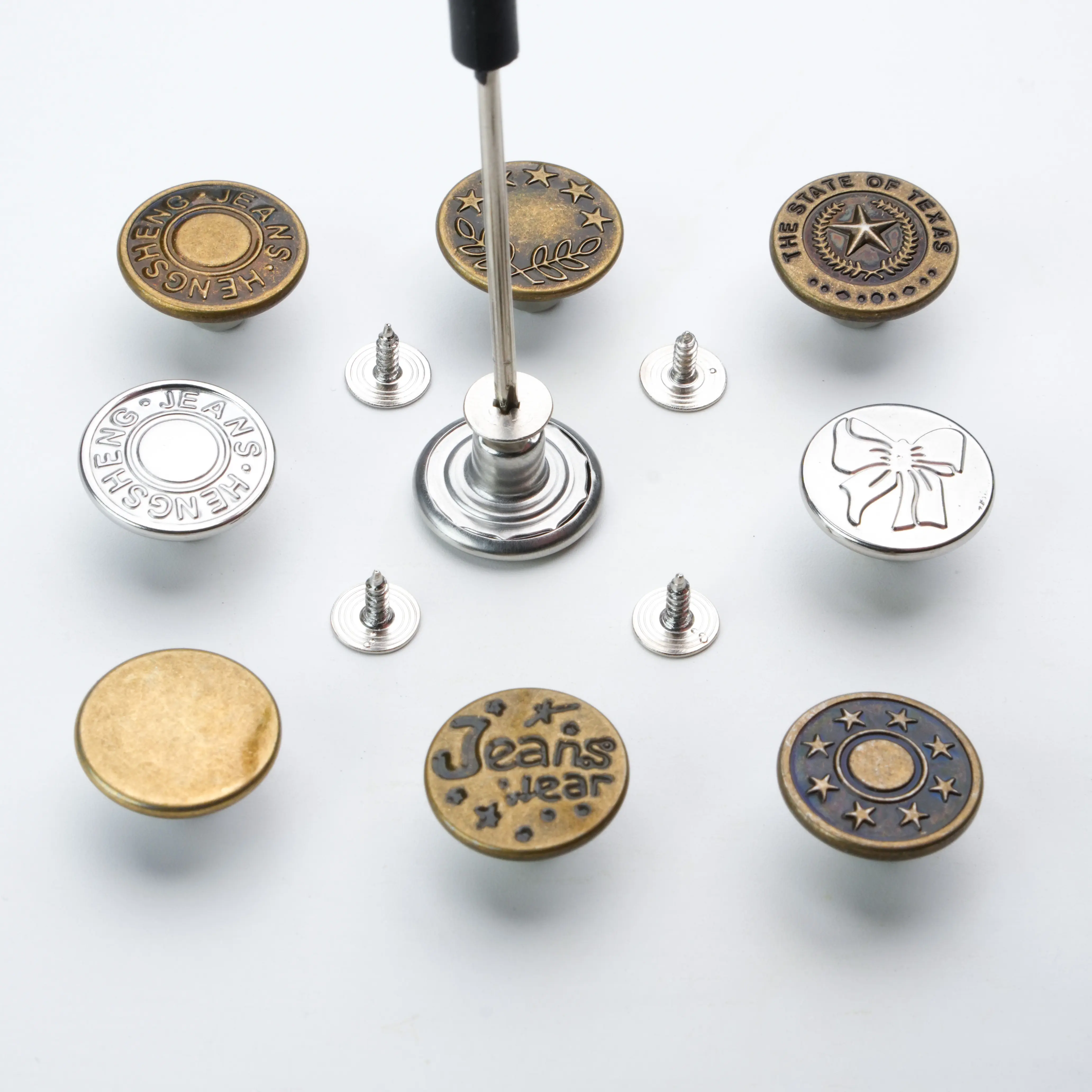 17mm Threaded Adjustable Jean Waist Snap Tack Buttons - 40-Piece No-Sew Detachable Replacement, Easy Installation DIY Repair Pant Tightener for Loose Jeans Adjustment