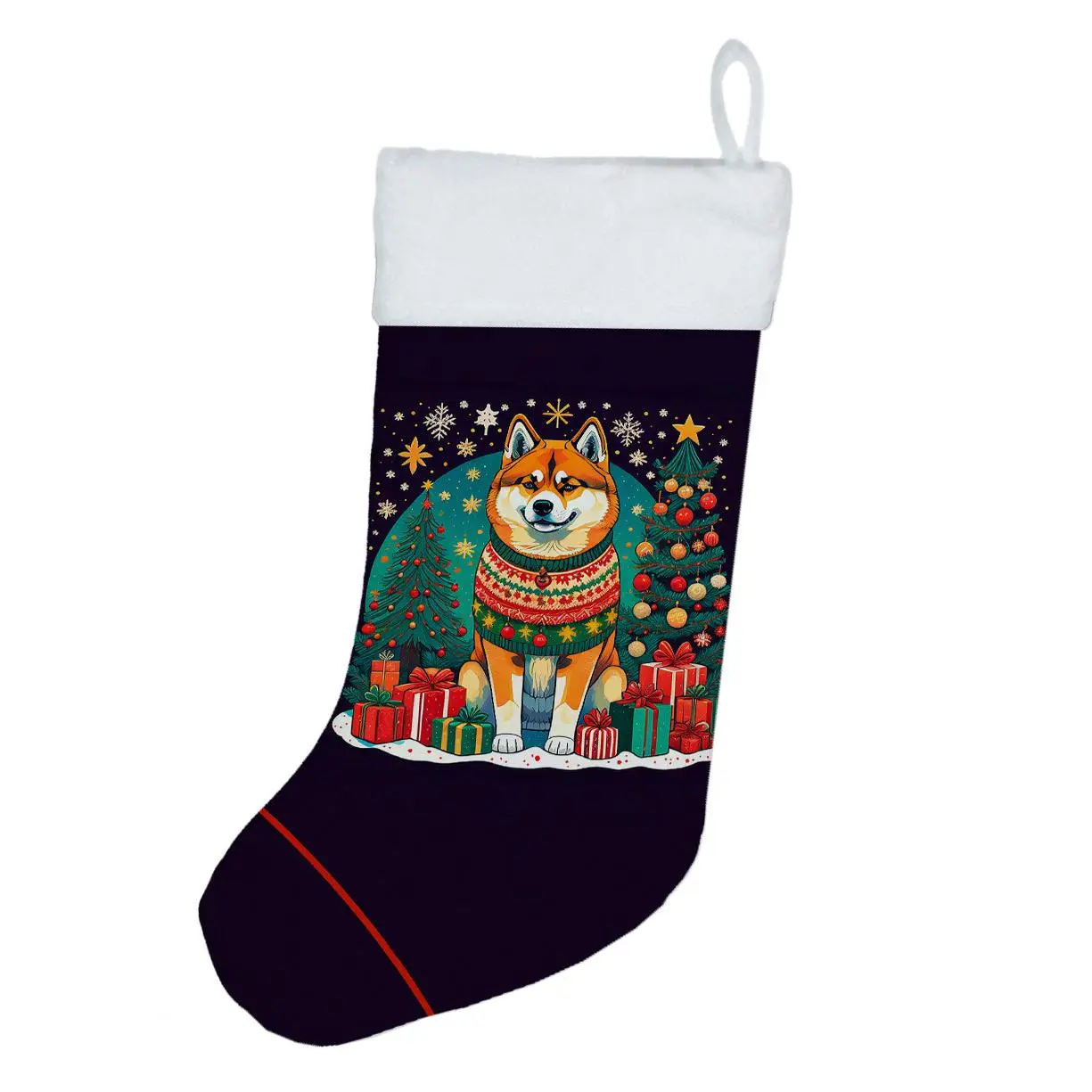 Akita Themed Christmas Stocking - Festive Holiday Decor
