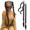 AISI HAIR Women's 2PCS DIY Braid Wrap-Around Fake Ponytail, Long Straight Soft Synthetic Fiber Extensions, Braiding Hair Accessory for Daily, Cosplay, Concert Ponytail Hairstyles Transformation