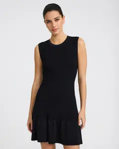 Express Textured Crew Neck Sleeveless Mini Sweater Dress