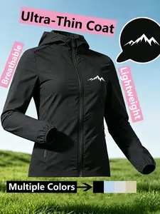 Womens Hooded Skin Coat with Mountain Line Print Loose Slim Fit Comfortable Breathable Lightweight QuickDrying SkinFriendly for Daily Commute Casual Outings Outdoor Trips Multiple Colors AllSeason Versatile Jacket Coat