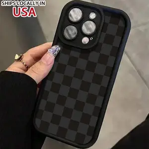 Checkerboard Pattern Phone Case, Anti-drop Cellphone Protective Case, Total Protective Shockproof Mobile Phone Cover for iPhone 16 15 14 13 12 11 Plus/Pro/Pro Max
