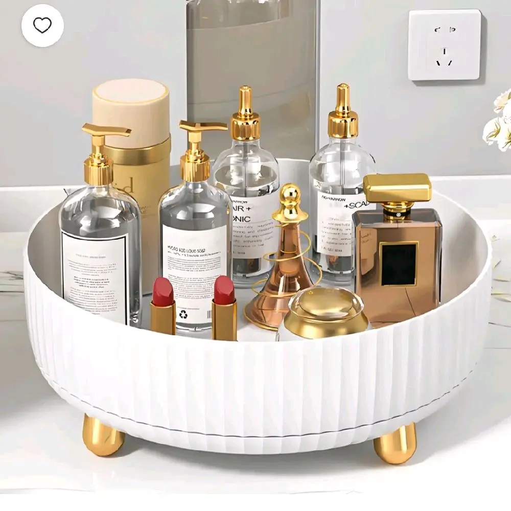 360° Rotating Lazy Susan Makeup Organizer Tray - ABS Cosmetic, Perfume & Skincare Storage for Dresser, Vanity & Bathroom Countertop