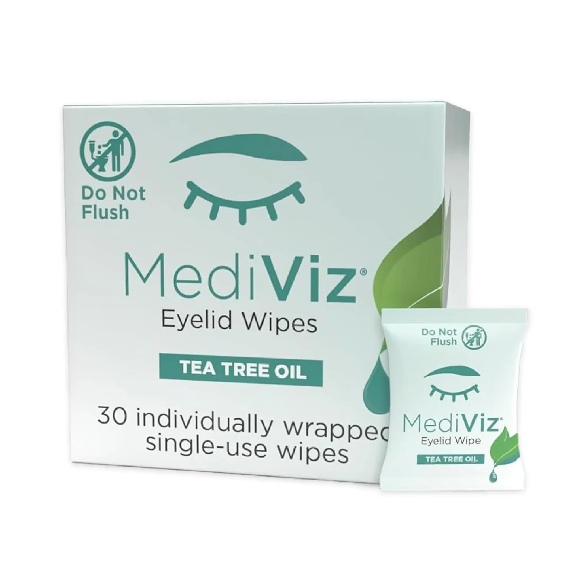 Eye Love Mediviz Tea Tree Oil Eyelid Wipes – 30 Eyelash & Eyelid Scrub Towelettes for Soothing Eye Irritation, Demodex Removal - Makeup Removing Wipes, Alcohol-Free, Fragrance-Free, No Rinse