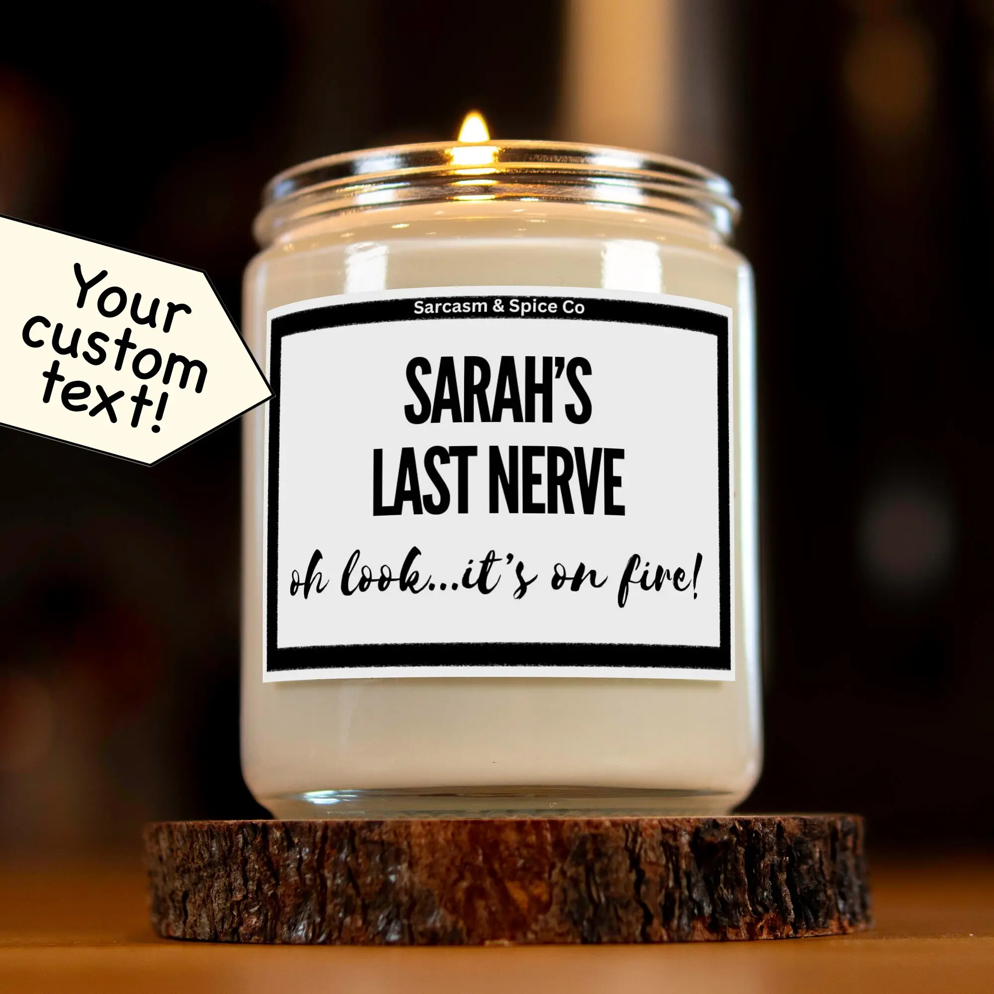 Sarah's Last Nerve Candle Funny Personalized Custom Gift Custom Name Birthday Mother's Day Gift Bff Sister Work Bestie Hand-Poured Candle