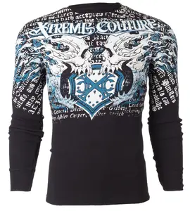 Xtreme Couture by Affliction Men's Thermal Shirt LIGHTNING Black
