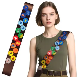 Scout Costume Set, Includes 15 Pcs Self-Adhesive Embroidered Patches & 1 PC Sash, Perfect for Cosplay Uniforms, Decorative Accessories