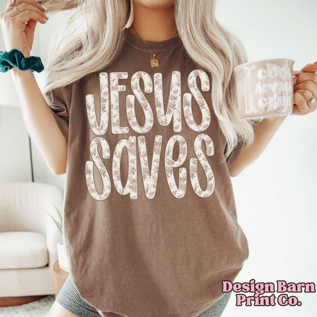 Comfort Colors Jesus Saves Tee, Vintage Christian Design Praise Him shirt, Christian Design Jesus shirt Faith Sublimation Neutral Christian tee Religious Design