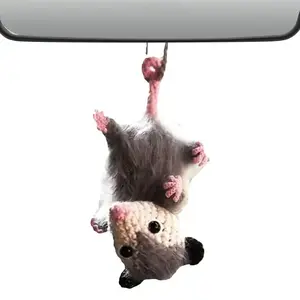 Car accessories Opossum Car Charm Pendant Handmade Knitted Rearview Mirror Car Center Console Accessories For Car Opossum Lovers bathroom  hoider foldable car phone holder multi-functional interior accessory phonemount  for dash cool decoration vacuum cup