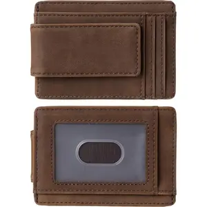 Slim Minimalist Wallet for Men with   Clip Leather Wallet, Credit Card Holder RFID Blocking Front Pocket Holds  and Cards