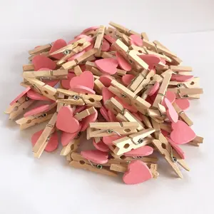Multifunctional Colorful Cute Small Clips, Simple Practical Mini Photo Clip, Wooden Decorative Heart Clip, Fastener Clip, Essential Accessory