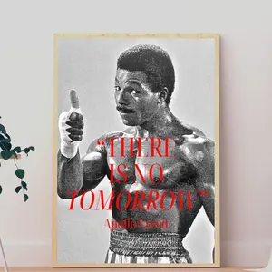 Apollo Creed No Tomorrow Poster, Black White Red Boxing Wall Art, Rocky Print, Gym Decor