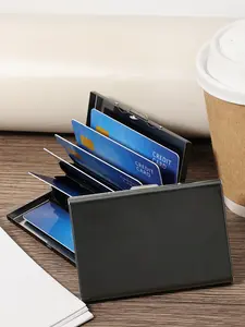 1pc Print Metal Credit Card Clip, Mini Credit Card Wallet RFID Blocking Ultra-Thin Metal Hard Shell Wallet, Suitable For Women And Men