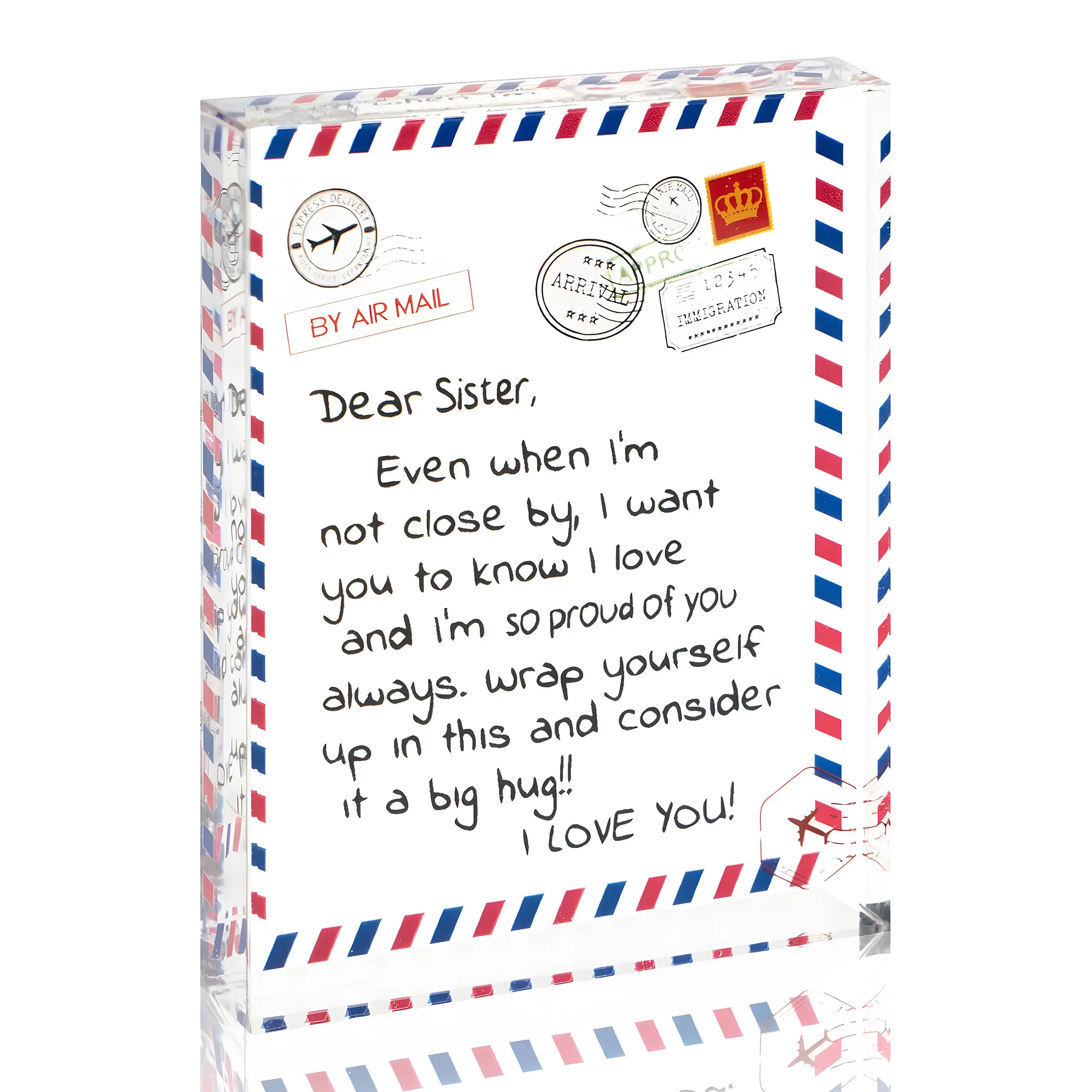 Gift for Sister, Engraved Acrylic Block Gift for Aunt, Mother's Day Christmas Birthday Present, Unique Keepsake for Special Occasions
