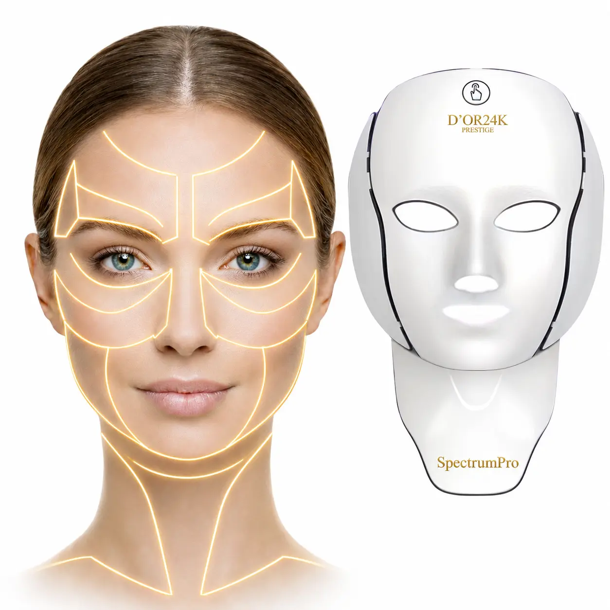 D'OR 24K SpectrumPro LED Revolution Face & Neck LED Treatment 7-Color LED Therapy Mask, Lightweight Facial Beauty Device for All Skin Types