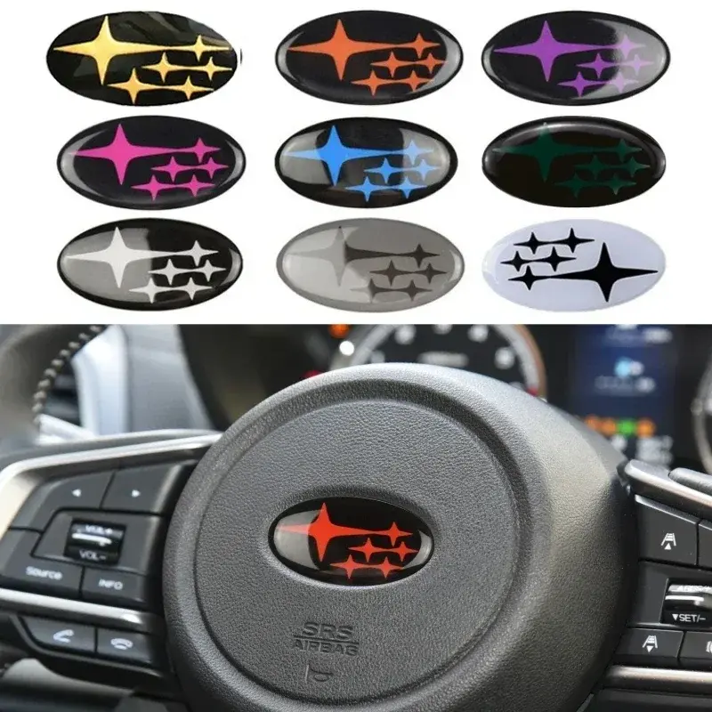 2026 New 58x28MM Car Steering Wheel Cover Logo Emblem Sticker Decal for Subaru Forester Outback STI WRX Legacy Impreza Ascent Accessories For Car Décor