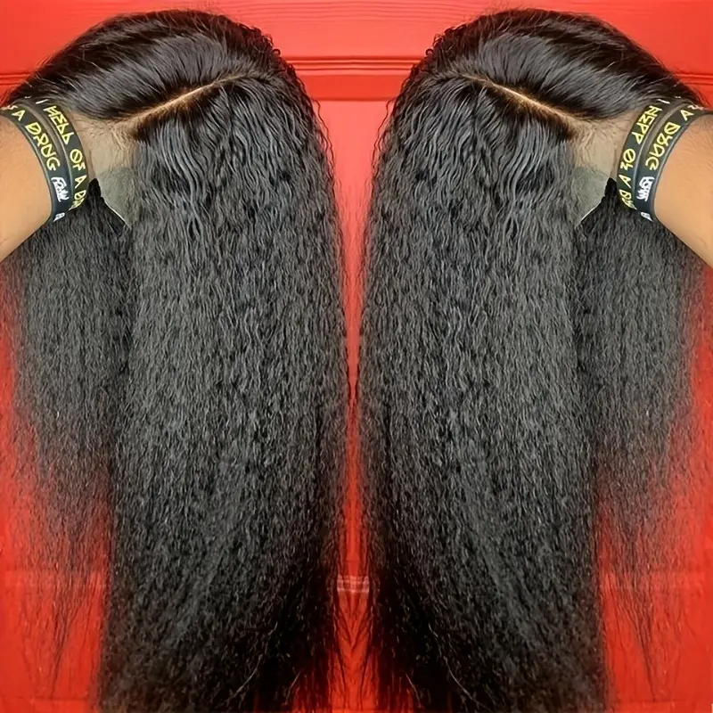 5*5 Kinky Straight Glueless Ready To Go Wigs Human Hair Pre Cut Lace For Beginners Kinky Straight Lace Front Wig Remy Hair Unprocessed Brazilian Virgin Human Hair No Glue Lace Wig Yaki Straight Human Hair Wigs Pre Plucked For Women