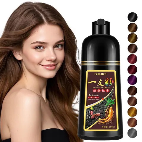 3-in-1 Natural Black Tea Semi Permanent Hair Dye Shampoo, Plant-Based with Conditioner, 100% Gray Hair Coverage in Minutes, for Men and Women