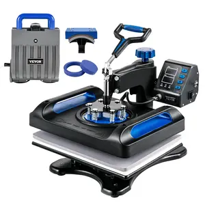 VEVOR Heat Press, 12 x 15 inches 800W, 5-in-1 Combo for Sublimation Transfer, Featuring Dual Digital Controls, Ideal for T-Shirts, Mugs, Caps, Plates, Blue