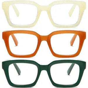 for Women Oprah Style Square Reading Glasses with Spring Hinge Blue Light Blocking for Men Ladies