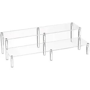2 Tier Clear  Display Stand Cupcakes Holder, Dessert Display Riser for  Event, Birthday Party, Wedding Party ( 1 Pack - 16" X 6.9" X 4.25" )