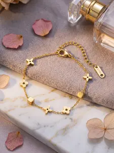 Gold Cube Square Flower Bracelets for Women Dainty Beaded Chain Bracelets Adjustable Waterproof Non Tarnish Trendy Jewelry Gifts
