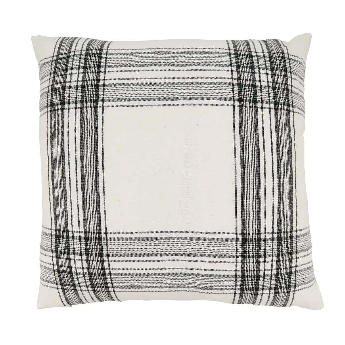 Saro Lifestyle 6562.BK20SC Soft Cotton Cushion Cover, 20 in. Plaid Square Cuddly Chic Black Throw Pillow Cover, Hand Wash Only, Medium Iron Reverse Side