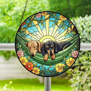 Couple dachshund Acrylic Suncatcher, Dachshund Mom Window Hanging, Wiener Dog Sun Catcher, Pet Lover Gift, Sausage Dog Home Decor