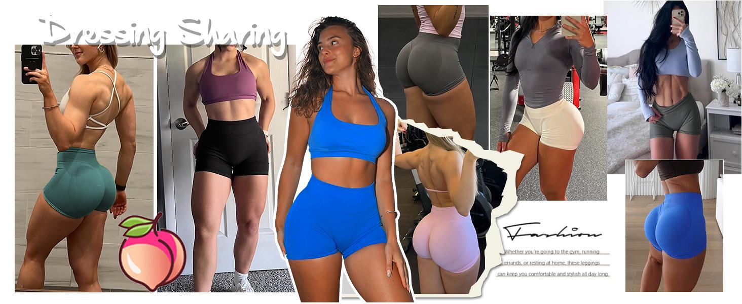 Workout Gym Shorts Women High Waisted Seamless Butt Lifting Scrunch Butt Sports Shorts Impact Shorts Hidden Scrunch Butt Lifting Gym Booty Biker Shorts for summer Tummy Control Seamless Yoga Shorts gym girl