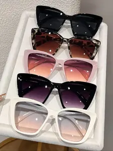 Fashion Cat Eye Trendy Styling Sunglasses Set, 4 Pairs/5 Pairs, Large Frame, Stylish and Unique Design, Perfect for Daily Wear and Street Photography