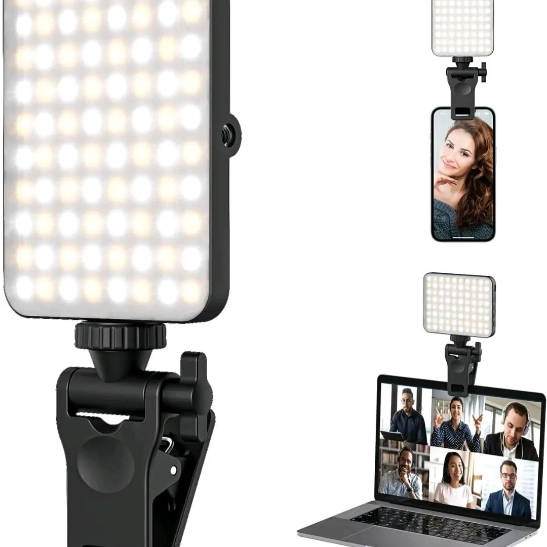 Rechargeable Selfie Light & Phone Light Clip for iPhone - Phone LED Light with Adjustable Brightness, Perfect for Selfies, Makeup, TikTok, Live Streaming & Video Conferencing Black