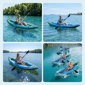 Inflatable Single Person Kayak for Outdoor Water Sports - Portable & Durable Solo Paddle Board - One Seat Design, Tough Fabric Cover, Ideal for Fishing