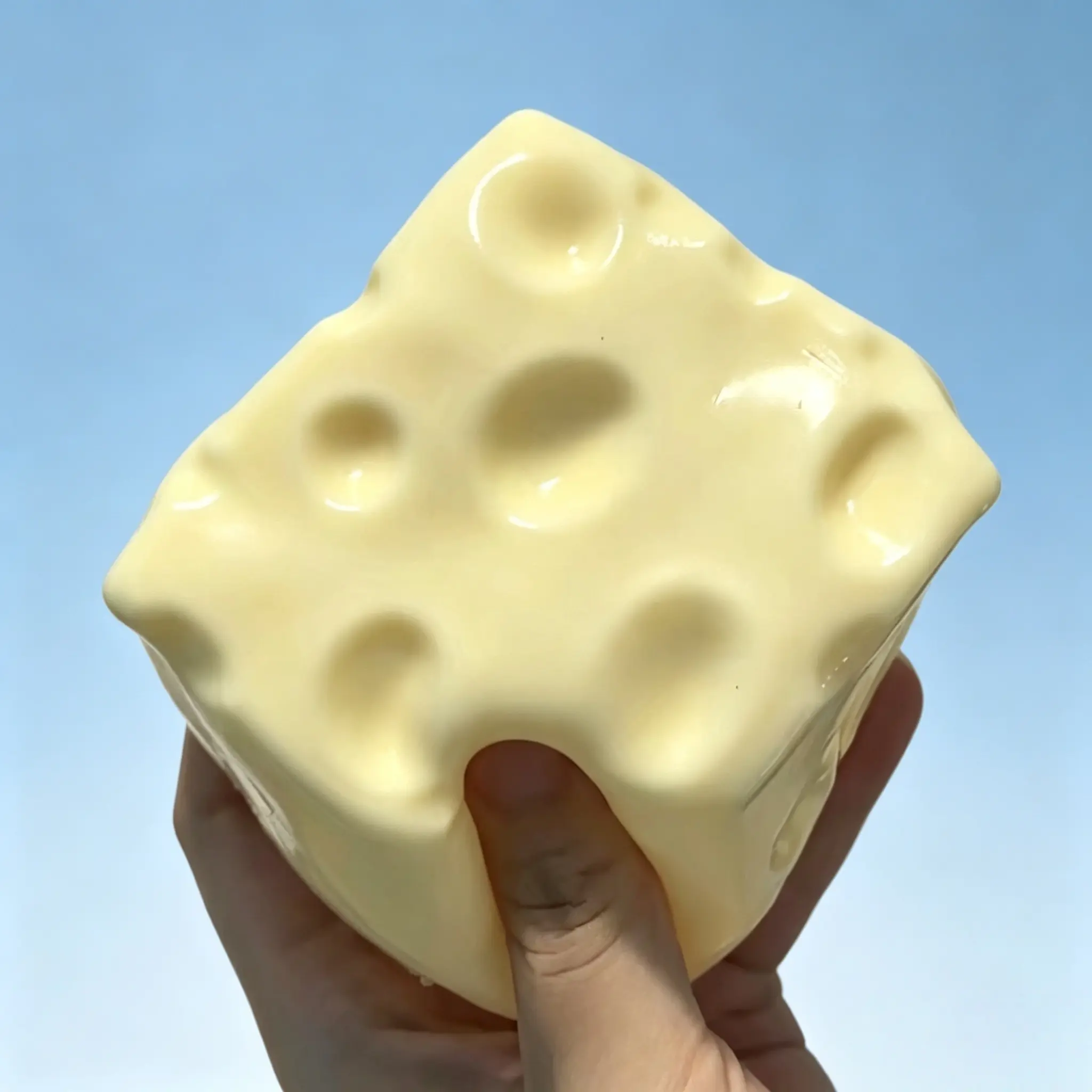 7cm Small BPA-Free Imitation Cheese-Shaped TPR Squishy Toy, Silky Petrolatum-Filled Pocket-Sized Handheld Fidget Collectible, Calming ASMR Anxiety Relief Toy for 3-4 Years & Adults, Indoor Desktop Decor