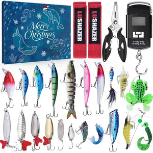Fishing Advent Calendar 2025, 24 Days Christmas Countdown Advent Calendar with Fishing Lures Set & Tools, Christmas Gifts for Adult Men Teen Boys Him Surprise