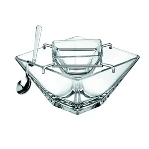 212 MAIN Torcello Glass Plates Set - 5.5 in. Transparent Tableware Dishes, Ideal for Caviar Serving