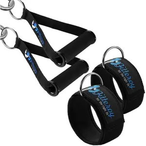 Handles and Ankle Strap Set For Cable Machine, Gym and Home Gym