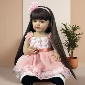HATOY  55cm Lifelike Silicone Princess Doll, 22in Newborn Soft Art Toy, Christmas Gift for Girls