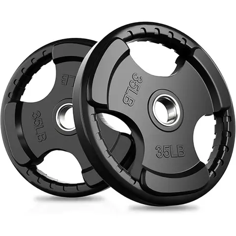 RITFIT Olympic Rubber Grip Weight Plates - 2-Inch Iron Core, 2-Inch Bar-Compatible Home Exercise Equipment with Floor-Scuff Guard for Resistance Training (Single/Pair/Sets: 2.5/5/10/25/35/45, 2x2.5, 2x10, 105lb Set)