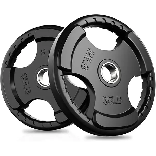 RITFIT Olympic Rubber Grip Weight Plates - 2-Inch Iron Core, 2-Inch Bar-Compatible Home Exercise Equipment with Floor-Scuff Guard for Resistance Training (Single/Pair/Sets: 2.5/5/10/25/35/45, 2x2.5, 2x10, 105lb Set)