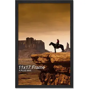 11x17 Picture Frame, Black Engineered Wood Frame for 11 x 17 Inch Picture Poster Photo, Light Weight 11 by 17 Wood-grain Frame for Wall - 1 Pack Black